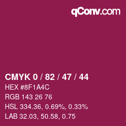 Farbcode: CMYK 0 / 82 / 47 / 44 | qconv.com