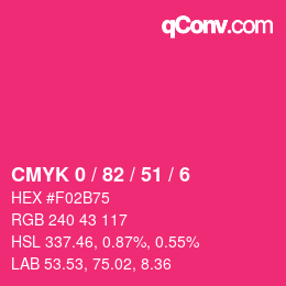 颜色代码: CMYK 0 / 82 / 51 / 6 | qconv.com