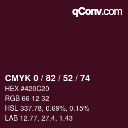 Color code: CMYK 0 / 82 / 52 / 74 | qconv.com