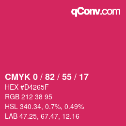 Color code: CMYK 0 / 82 / 55 / 17 | qconv.com