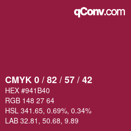Color code: CMYK 0 / 82 / 57 / 42 | qconv.com