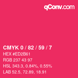 Color code: CMYK 0 / 82 / 59 / 7 | qconv.com
