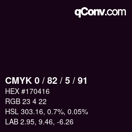 Color code: CMYK 0 / 82 / 5 / 91 | qconv.com