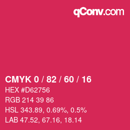 Color code: CMYK 0 / 82 / 60 / 16 | qconv.com