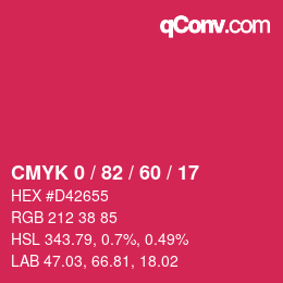 Color code: CMYK 0 / 82 / 60 / 17 | qconv.com