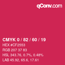 Color code: CMYK 0 / 82 / 60 / 19 | qconv.com