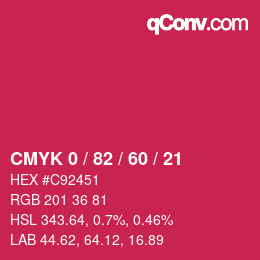 Color code: CMYK 0 / 82 / 60 / 21 | qconv.com