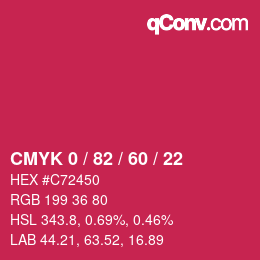 Color code: CMYK 0 / 82 / 60 / 22 | qconv.com