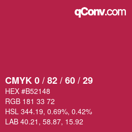 Color code: CMYK 0 / 82 / 60 / 29 | qconv.com