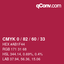 Color code: CMYK 0 / 82 / 60 / 33 | qconv.com