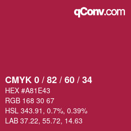Color code: CMYK 0 / 82 / 60 / 34 | qconv.com
