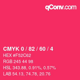 Color code: CMYK 0 / 82 / 60 / 4 | qconv.com