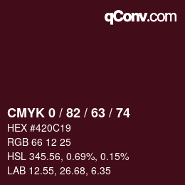 Color code: CMYK 0 / 82 / 63 / 74 | qconv.com