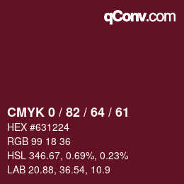 颜色代码: CMYK 0 / 82 / 64 / 61 | qconv.com