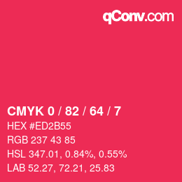 颜色代码: CMYK 0 / 82 / 64 / 7 | qconv.com