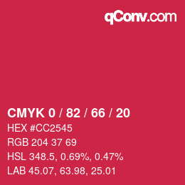 Color code: CMYK 0 / 82 / 66 / 20 | qconv.com