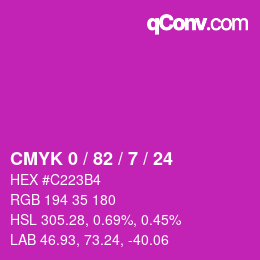 カラーコード: CMYK 0 / 82 / 7 / 24 | qconv.com