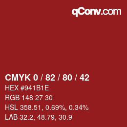 Color code: CMYK 0 / 82 / 80 / 42 | qconv.com