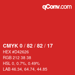 Color code: CMYK 0 / 82 / 82 / 17 | qconv.com