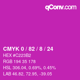 カラーコード: CMYK 0 / 82 / 8 / 24 | qconv.com