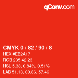 Color code: CMYK 0 / 82 / 90 / 8 | qconv.com