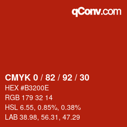 カラーコード: CMYK 0 / 82 / 92 / 30 | qconv.com