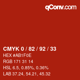 カラーコード: CMYK 0 / 82 / 92 / 33 | qconv.com
