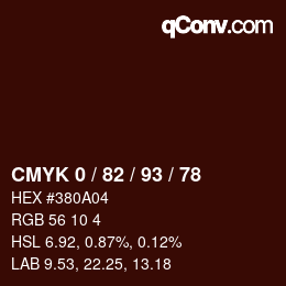 カラーコード: CMYK 0 / 82 / 93 / 78 | qconv.com