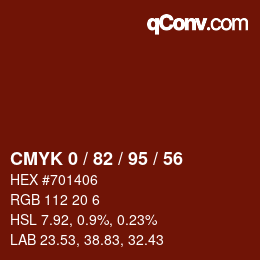 Color code: CMYK 0 / 82 / 95 / 56 | qconv.com