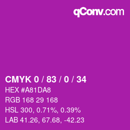カラーコード: CMYK 0 / 83 / 0 / 34 | qconv.com