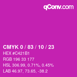 Color code: CMYK 0 / 83 / 10 / 23 | qconv.com