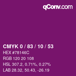Color code: CMYK 0 / 83 / 10 / 53 | qconv.com