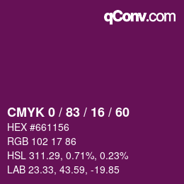 Color code: CMYK 0 / 83 / 16 / 60 | qconv.com