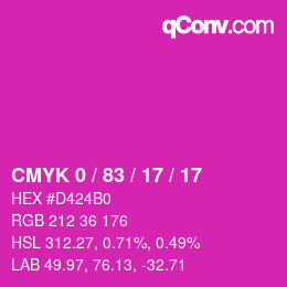 Color code: CMYK 0 / 83 / 17 / 17 | qconv.com