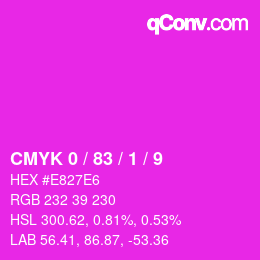 カラーコード: CMYK 0 / 83 / 1 / 9 | qconv.com