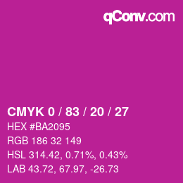 颜色代码: CMYK 0 / 83 / 20 / 27 | qconv.com