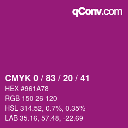Color code: CMYK 0 / 83 / 20 / 41 | qconv.com