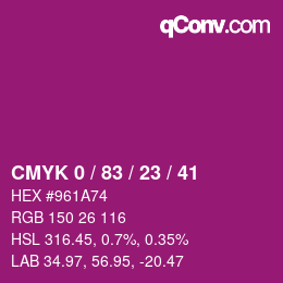 Color code: CMYK 0 / 83 / 23 / 41 | qconv.com