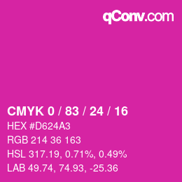 カラーコード: CMYK 0 / 83 / 24 / 16 | qconv.com