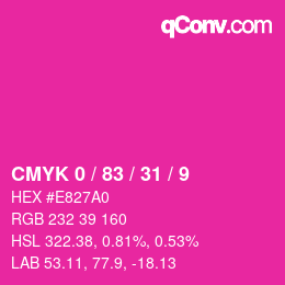 颜色代码: CMYK 0 / 83 / 31 / 9 | qconv.com