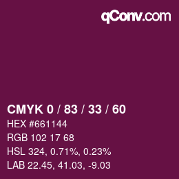 Color code: CMYK 0 / 83 / 33 / 60 | qconv.com