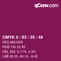 Color code: CMYK 0 / 83 / 35 / 49 | qconv.com
