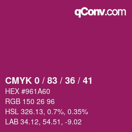 Farbcode: CMYK 0 / 83 / 36 / 41 | qconv.com