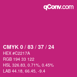 カラーコード: CMYK 0 / 83 / 37 / 24 | qconv.com