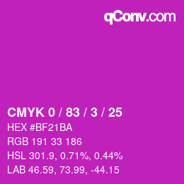 カラーコード: CMYK 0 / 83 / 3 / 25 | qconv.com