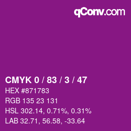 Color code: CMYK 0 / 83 / 3 / 47 | qconv.com