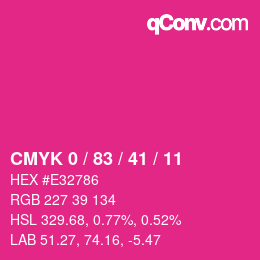 Code couleur: CMYK 0 / 83 / 41 / 11 | qconv.com