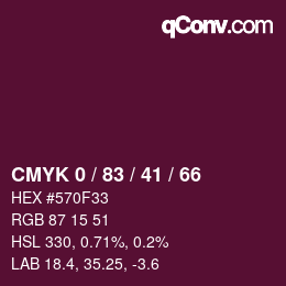颜色代码: CMYK 0 / 83 / 41 / 66 | qconv.com