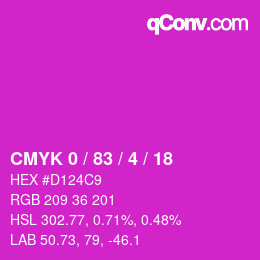 Farbcode: CMYK 0 / 83 / 4 / 18 | qconv.com