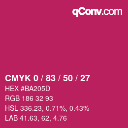 カラーコード: CMYK 0 / 83 / 50 / 27 | qconv.com